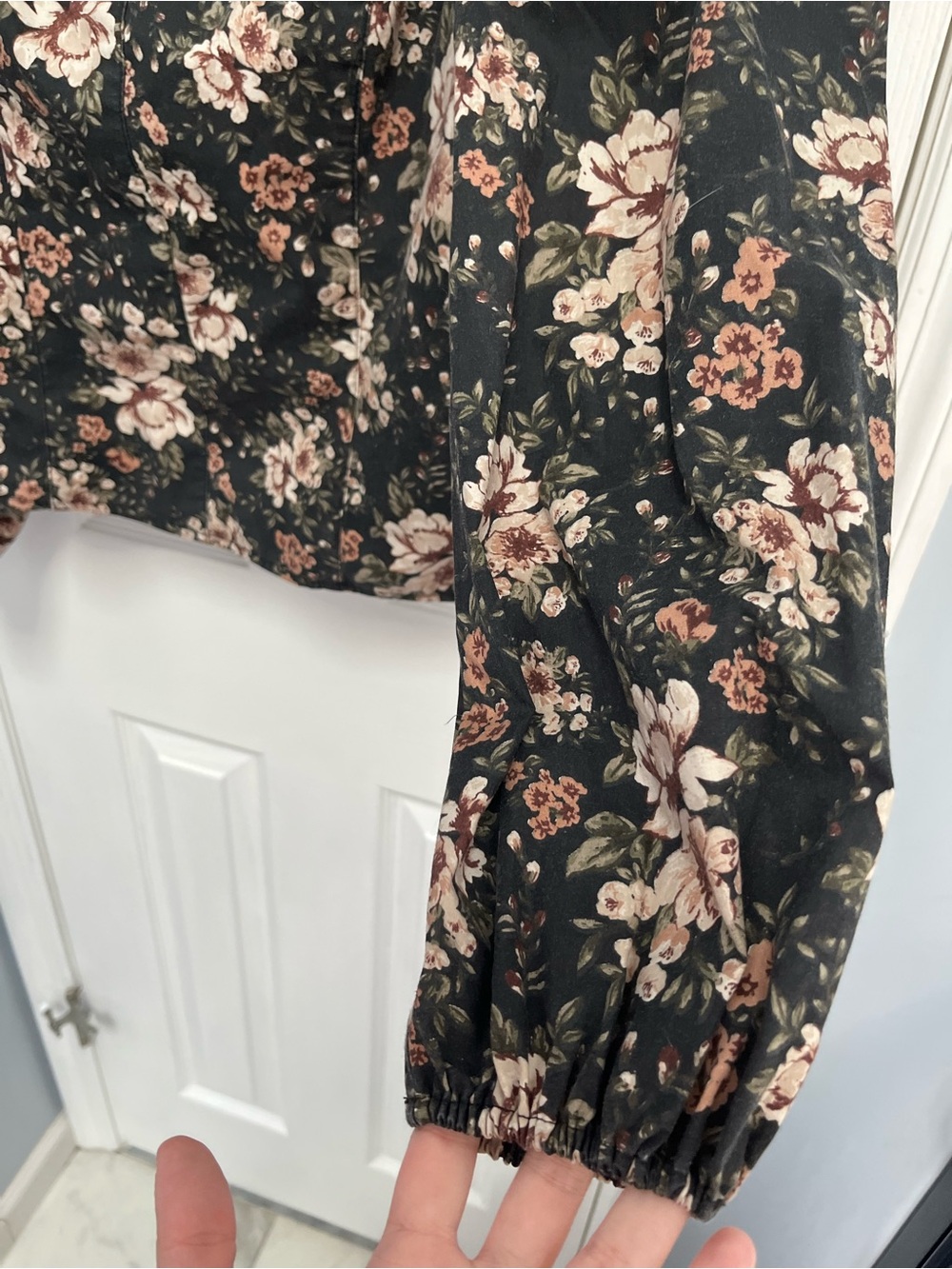 Abercrombie & Fitch Square Neck Blouse M Floral Balloon Sleeve Smock Feminine - Picture 8 of 15